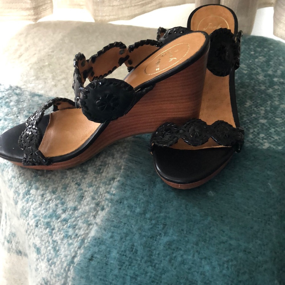 Jack Rogers Luccia Black Wedge Sandal sz 6.5